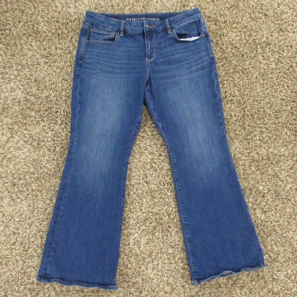 American Eagle Jeans Women's 12 X-Short Dark Wash Curvy Kick Boot Stretch Denim
